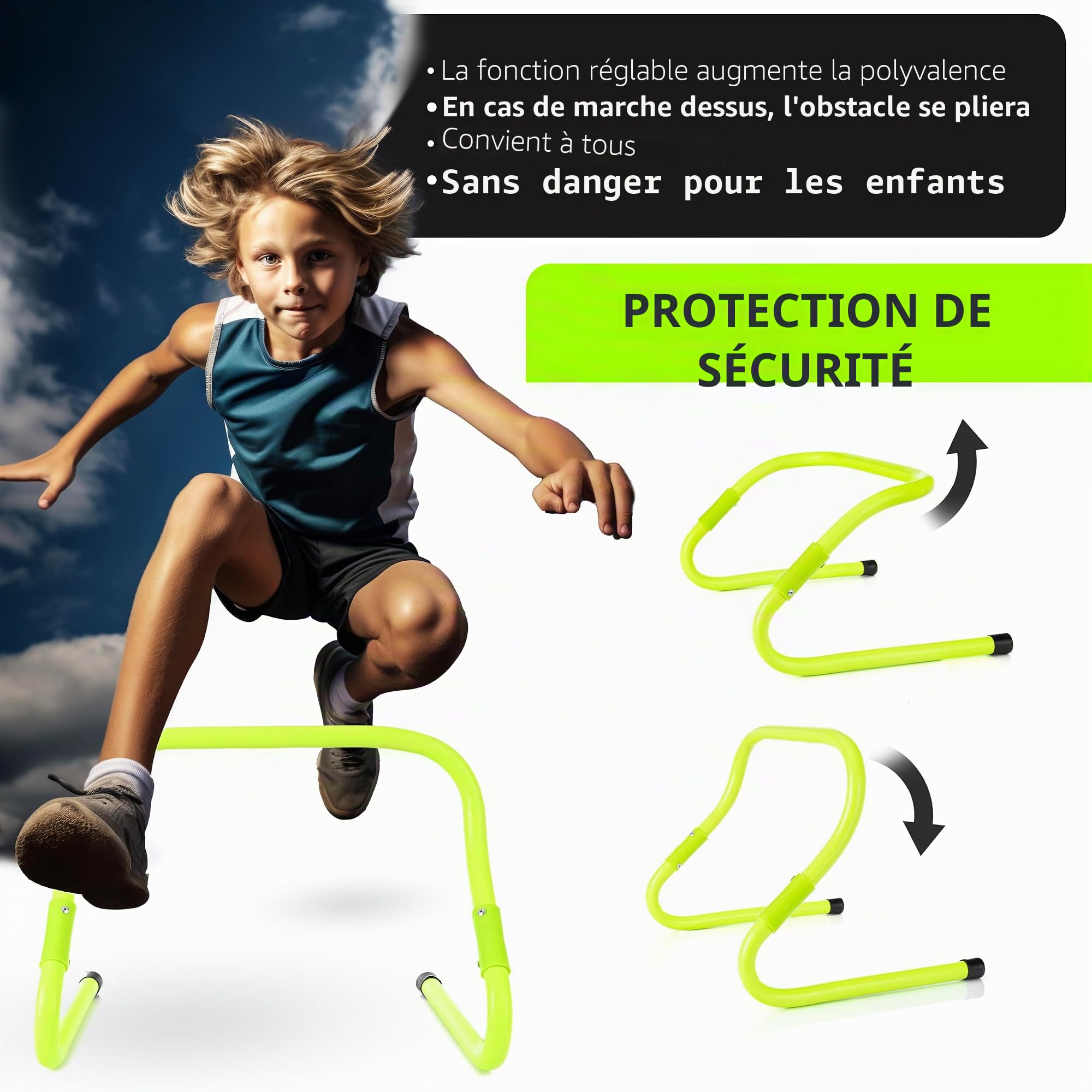 Fizyo Haies d'entraînement réglables – Set de 5 Haies Robustes pour Football, Soccer, Agility, Coordination, Fitness, Exercices Sportifs, entraînement Sportif, pliométrie – Vert