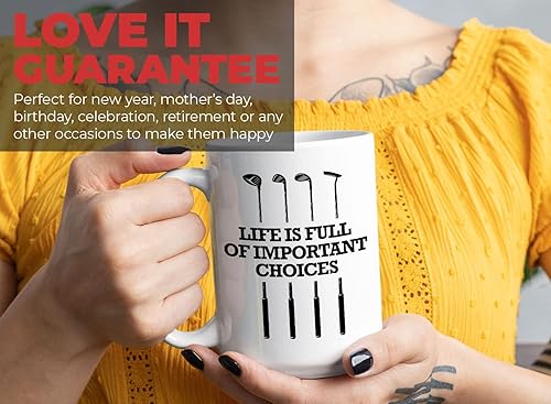 Miniatura 7 de Taza de café de golf de 15 onzas, la vida está llena de opciones importantes, divertido regalo de broma para atletas, aficionados, amantes del golf,