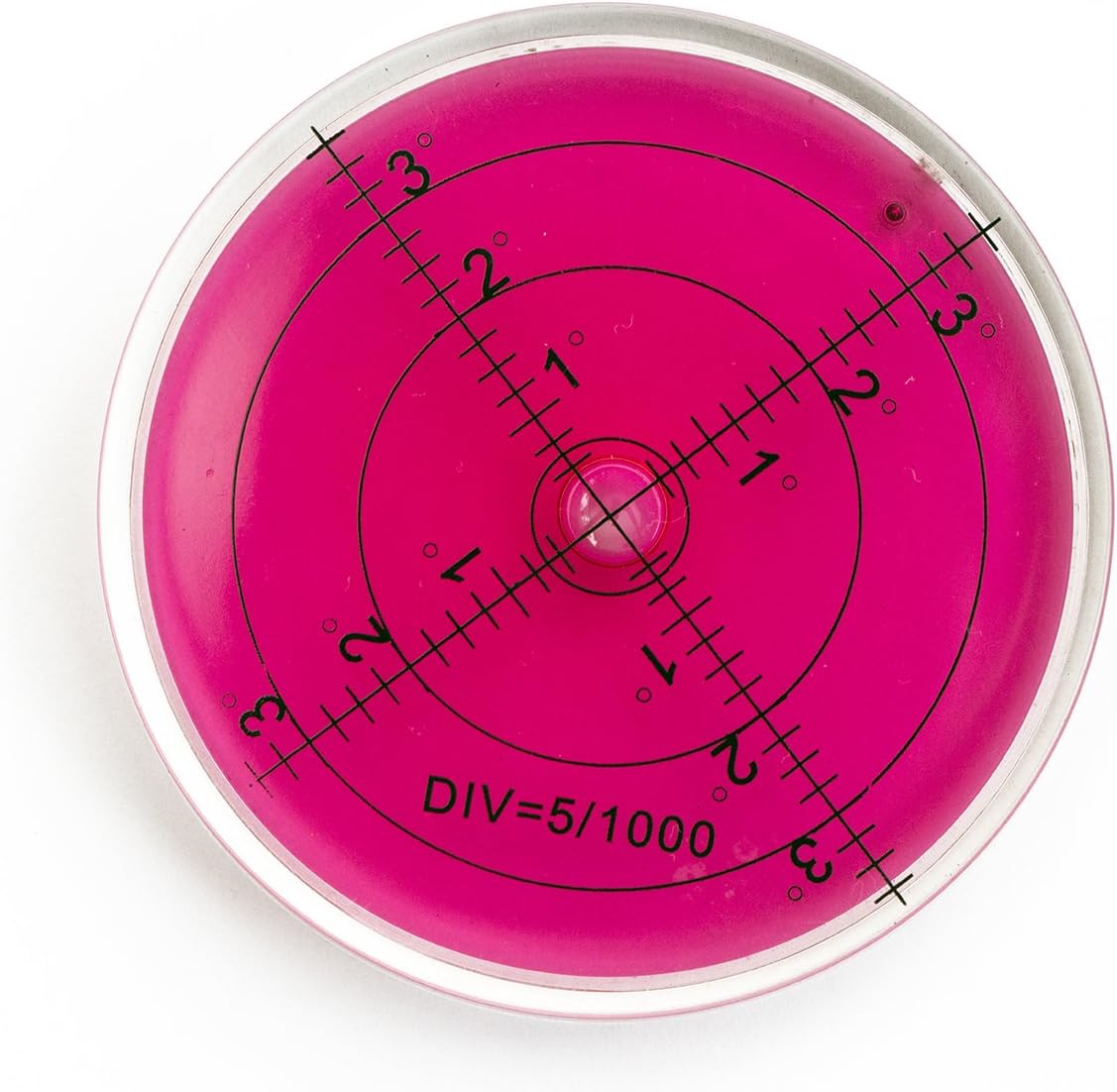 Large Circular Level Diameter 65 mm, Height: 10 mm, Transparent Pink with Indicator