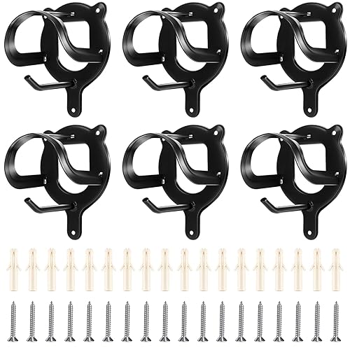 Dunzy 6 Counts Horse Bridle Rack Bridle Bracket Bridle Hooks Horse Tack Storage Halter Hanger Metal Bridle Holder with Tubes and Screw for Barn Supplies, Black