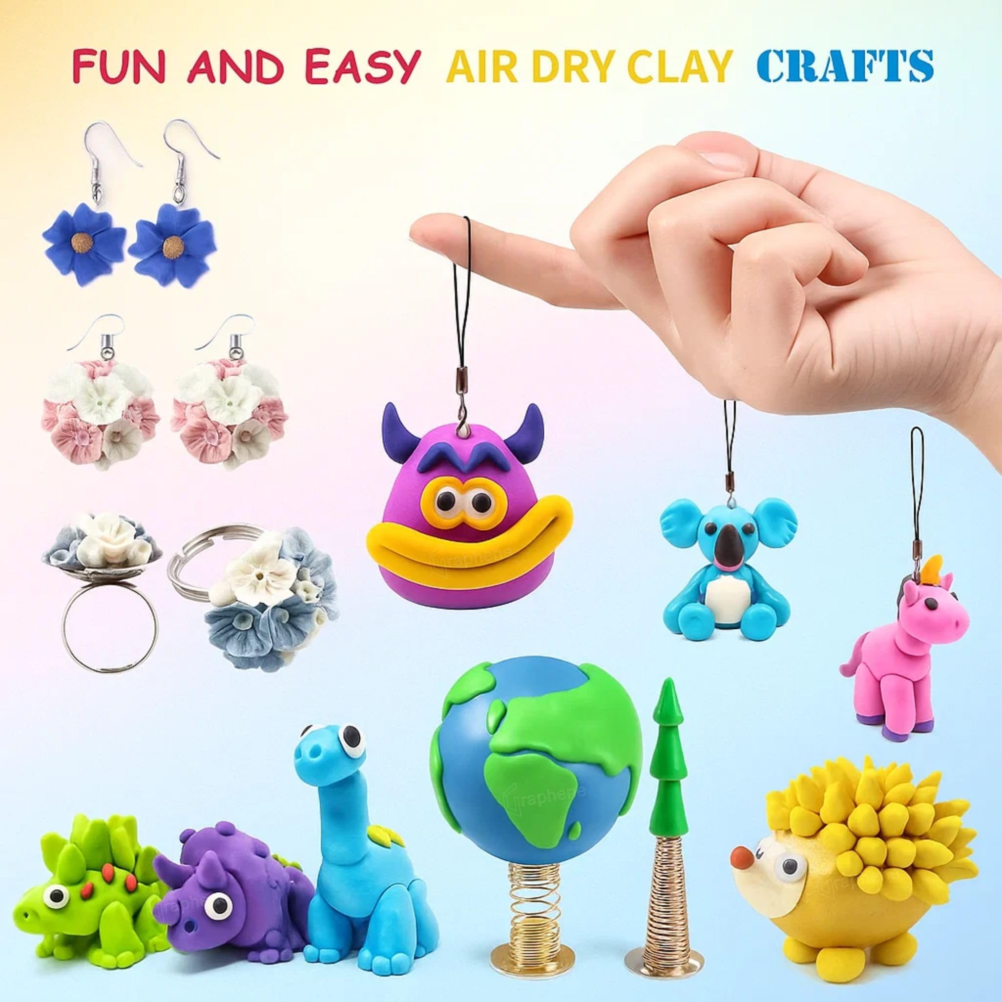 Graphene Clay Set - 24 Colors Air Dry Modeling Clay for Kids -9