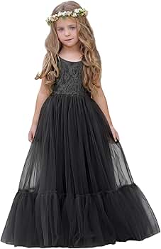Amazon.com: LalaMira Flower Girl Dress Lace/Tulle Boho Toddler Dresses  Ruffle Girl Dress for Wedding Garden Party First Communion Holiday Beach  Black 12 Months: Clothing, Shoes & Jewelry