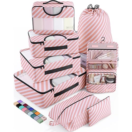 Veken 8 Set Packing Cubes for Suitcases, Travel Essentials for Carry on, Luggage Organizer Bags Set for Travel Accessories in 4 Sizes(Extra Large, Large, Medium, Small)