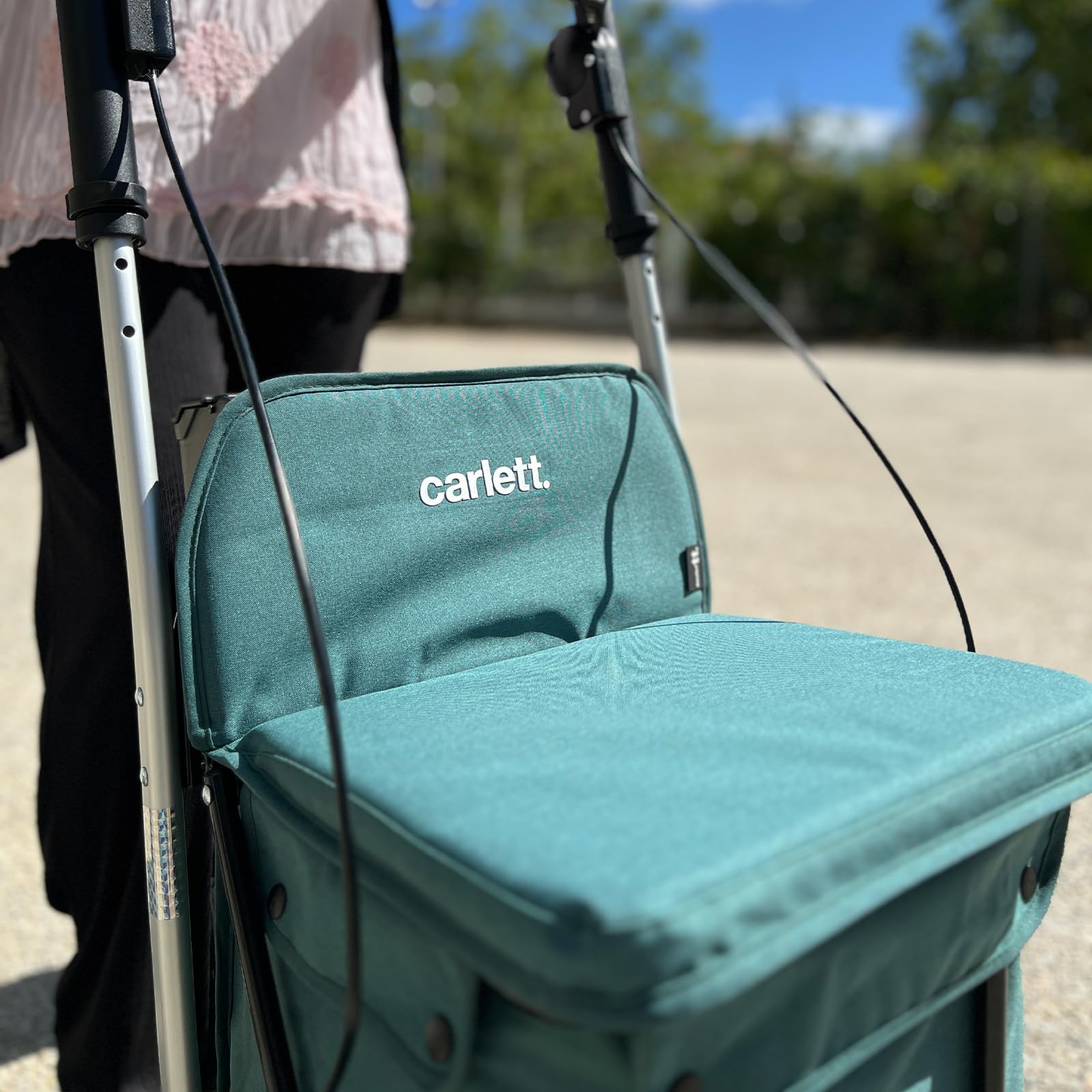 Carlett Einkaufstrolley mit Sitz Bis 125KG Einkaufstrolley Klappbar 29L Rollator mit Sitz, 4 Räder, Bremsen, Griff Verstellbar, Shopping Trolley Foldable Shopping Cart Comfort Move (Dunkelcyan)