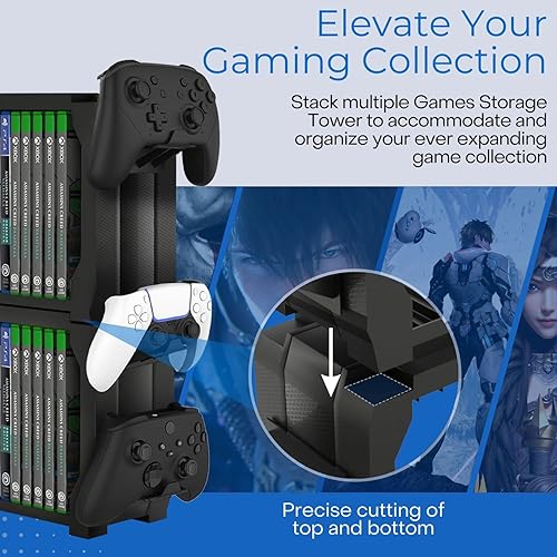 Miniatura 5 de TNP Games Storage Tower (Up to 15 CD Disc) For PS5 Game Disk Rack and Controller Stand Holder For Xbox Series XNintendo SwitchPS4 Controller Stand