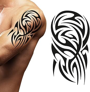 Large Temporary tattoo black dragon axe Maori tribal body art sticker transfer for arms shoulder Celtic Aztec Samoan for adult men and women  Large Aztec
