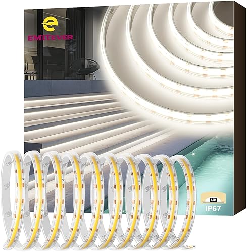 Miniatura 11 de EMITEVER COB - Tira de luces LED impermeable IP67, 2700 K, blanco cálido, para exteriores, 24 V, cinta LED de silicona regulable, iluminación de