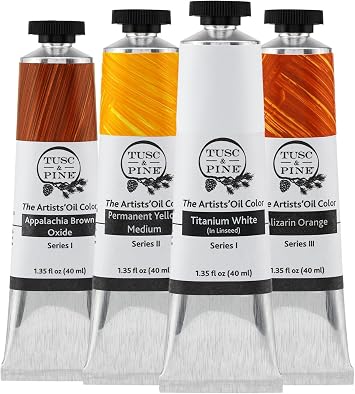 Tusc & Pine Artist Oil Paint - 40 ml Set of 3 - Mountain Range + Titanium White in Linseed - Non-Yellowing, Rich & Creamy Consistency