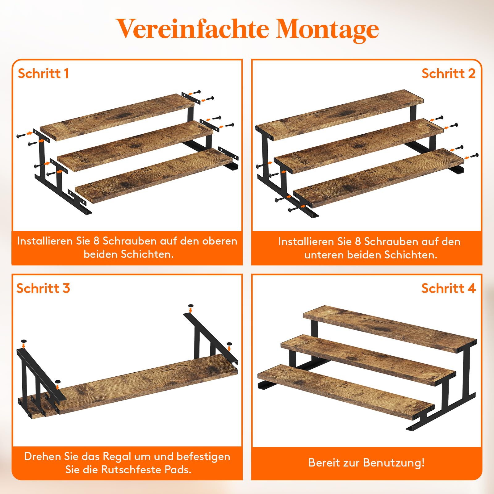 Lifewit 3 Etagen Display Ständer mit Schwarzes Metallregal, 35 x 20 x 11 cm Stehende Aufsteller für Parfüm, Holzwerkstoff Parfüm Organizer für Schminktisch/Badezimmer, Tortenständer für Party