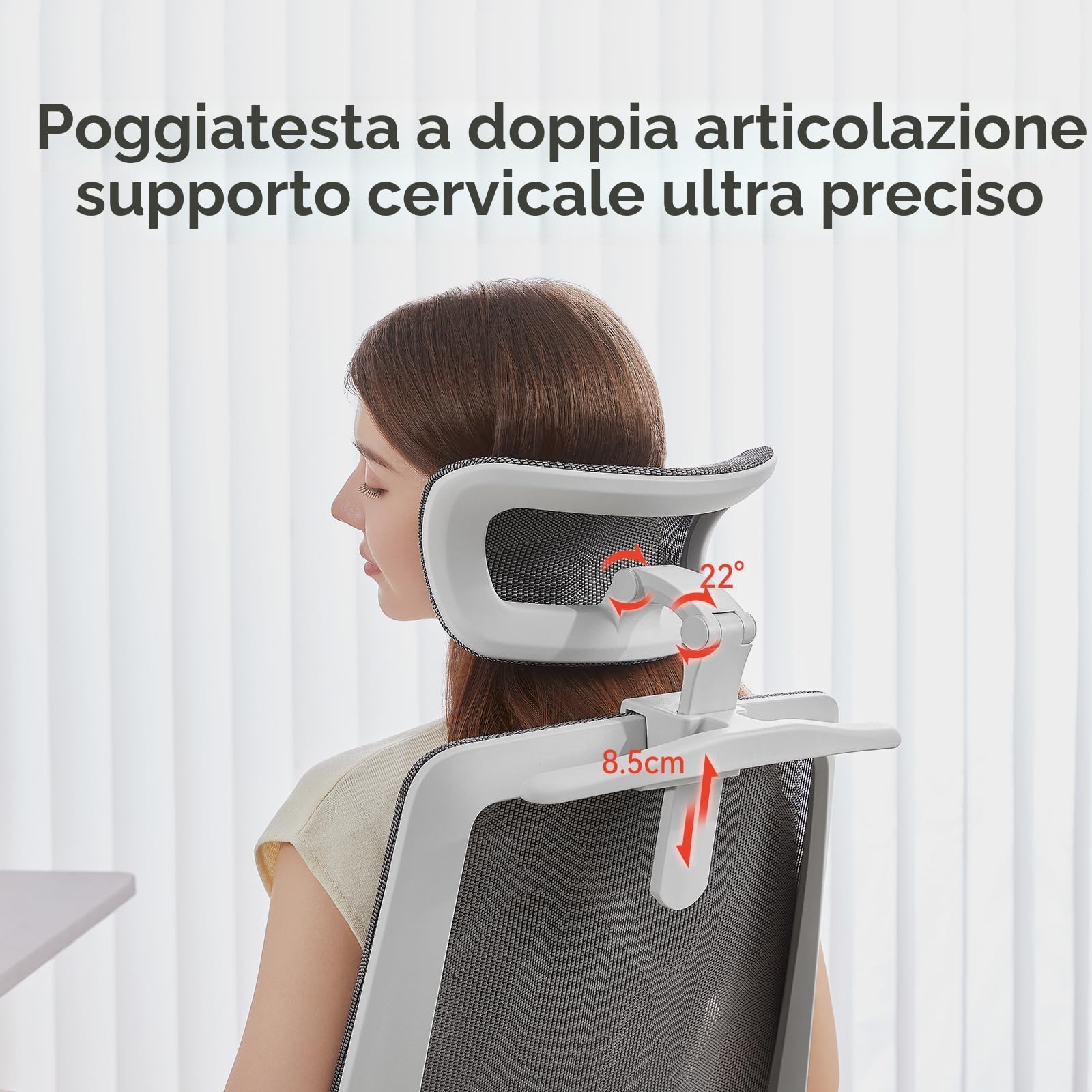SIHOO M59AS Sedia da Ufficio Ergonomica, con braccioli ribaltabili 3D, doppio schienale e supporto lombare adattivo, sedia in rete ideale per l’ufficio a casa(Grigio)