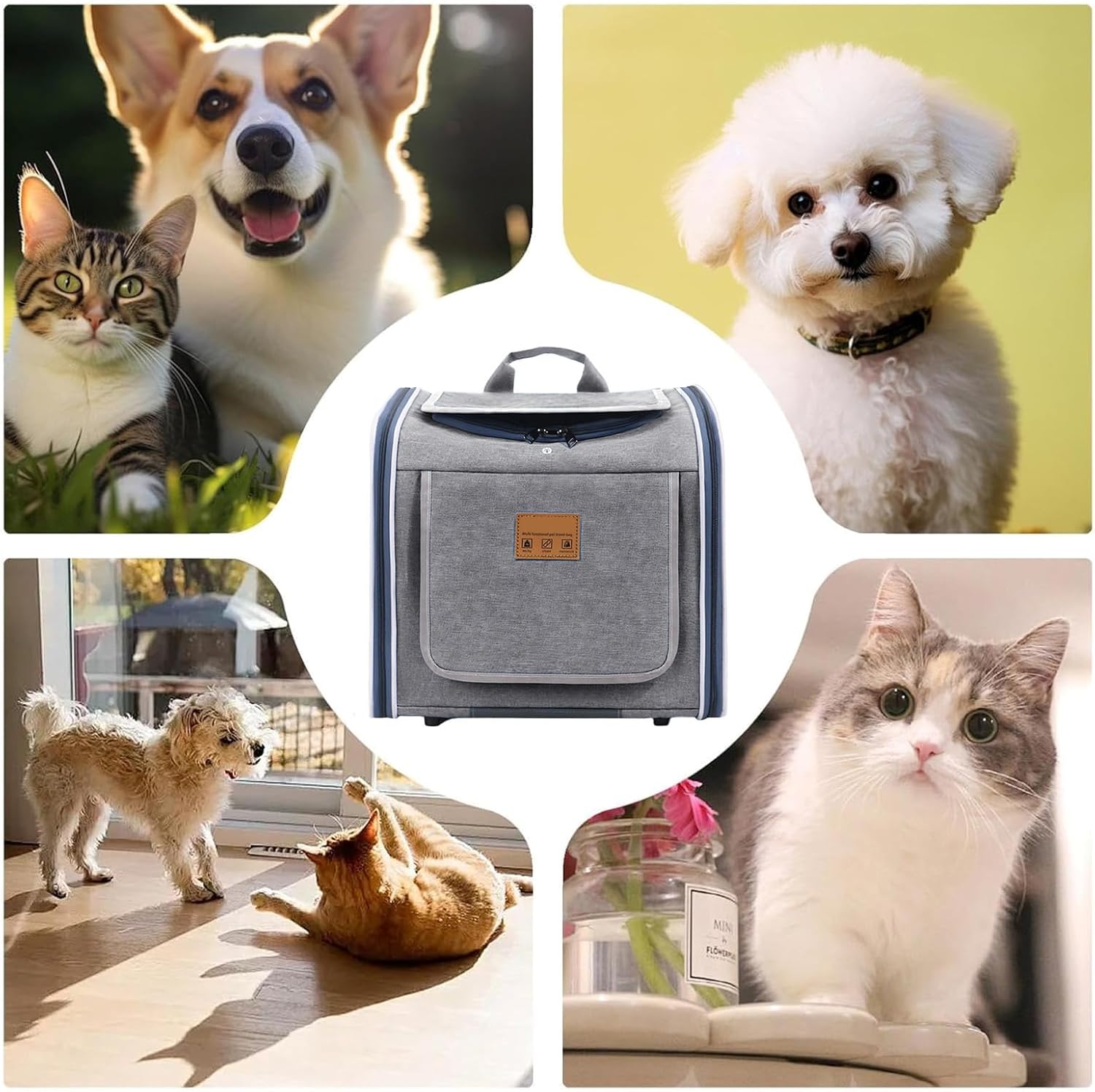 Bike Basket for Dogs - Bicycle Handlebar Pet Backpack - Foldable Pet Bicycle Backpack,for Outdoor Commuting Grocery Urban Travel Camping Walking Hiking