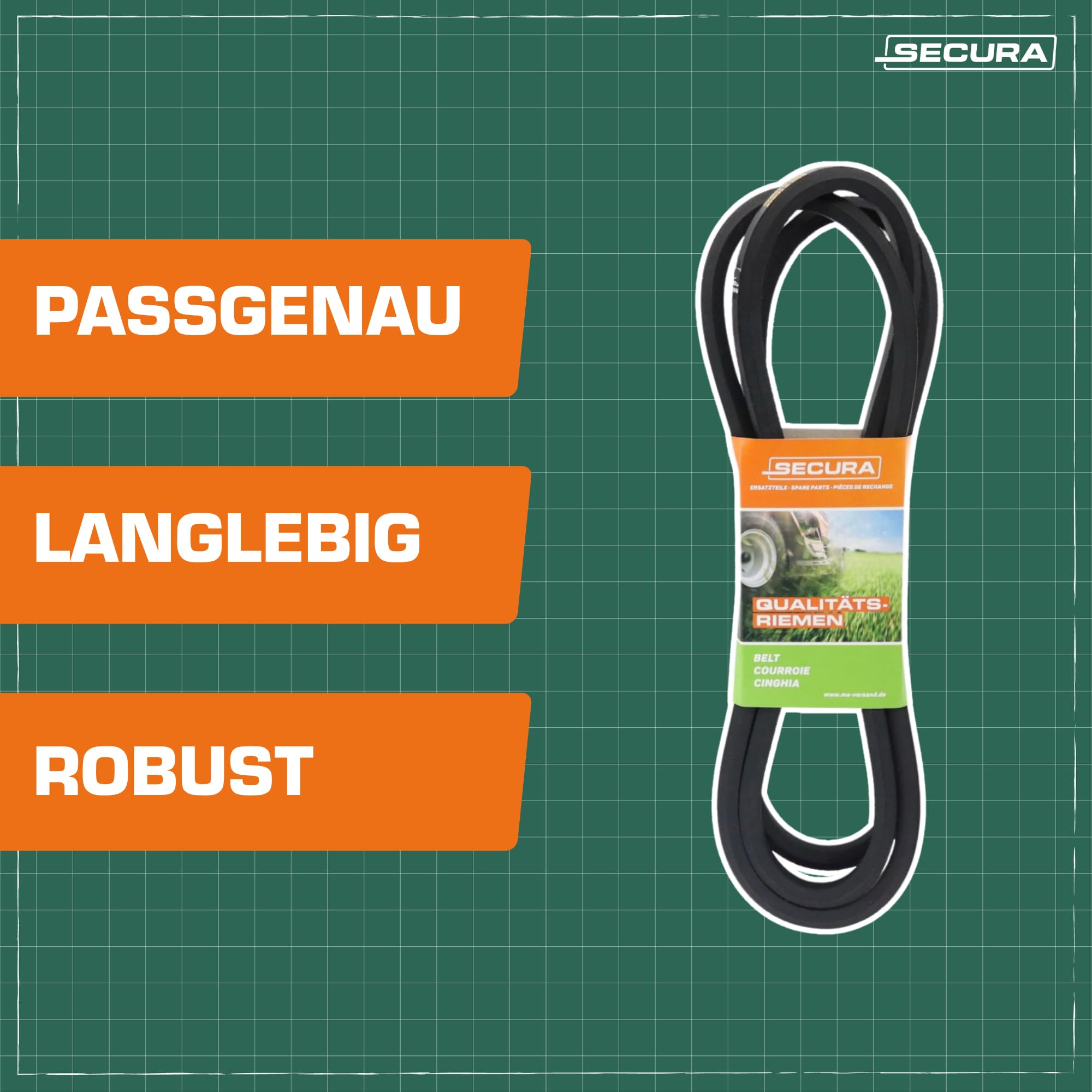 SECURA Keilriemen Mähwerk kompatibel mit Husqvarna: CT130, CT150, CT160, CTH150, CTH151, CTH160, CT170, CT172, CT180 | 584897001, 532169178, 532402009 Rasentraktor