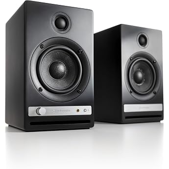 Audioengine HD4 Wireless Speaker Bluetooth Desktop Monitor Speakers Home Music System aptX HD Bluetooth 120W Powered Wireless Bookshelf Stereo Speakers Pair 24-bit DAC Black