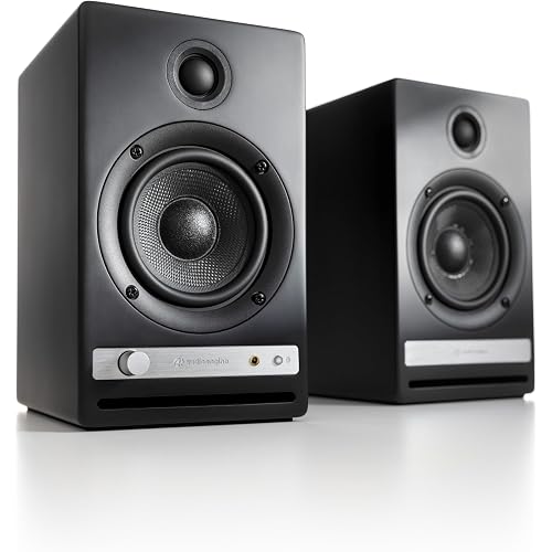 Audioengine HD4 Powered Bookshelf Speakers – Bluetooth 5.3 aptX Adaptive, | 24-Bit DAC, Desktop Speakers for Music, Gaming and Home Audio - Black