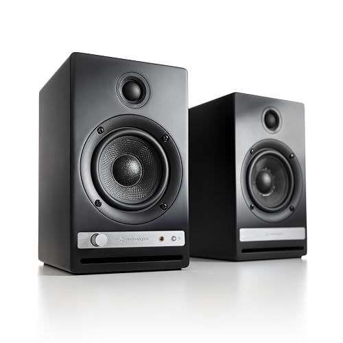 Audioengine HD4 Powered Bookshelf Speakers – Bluetooth 5.3 aptX Adaptive, | 24-Bit DAC, Desktop Speakers for Music, Gaming and Home Audio - Black