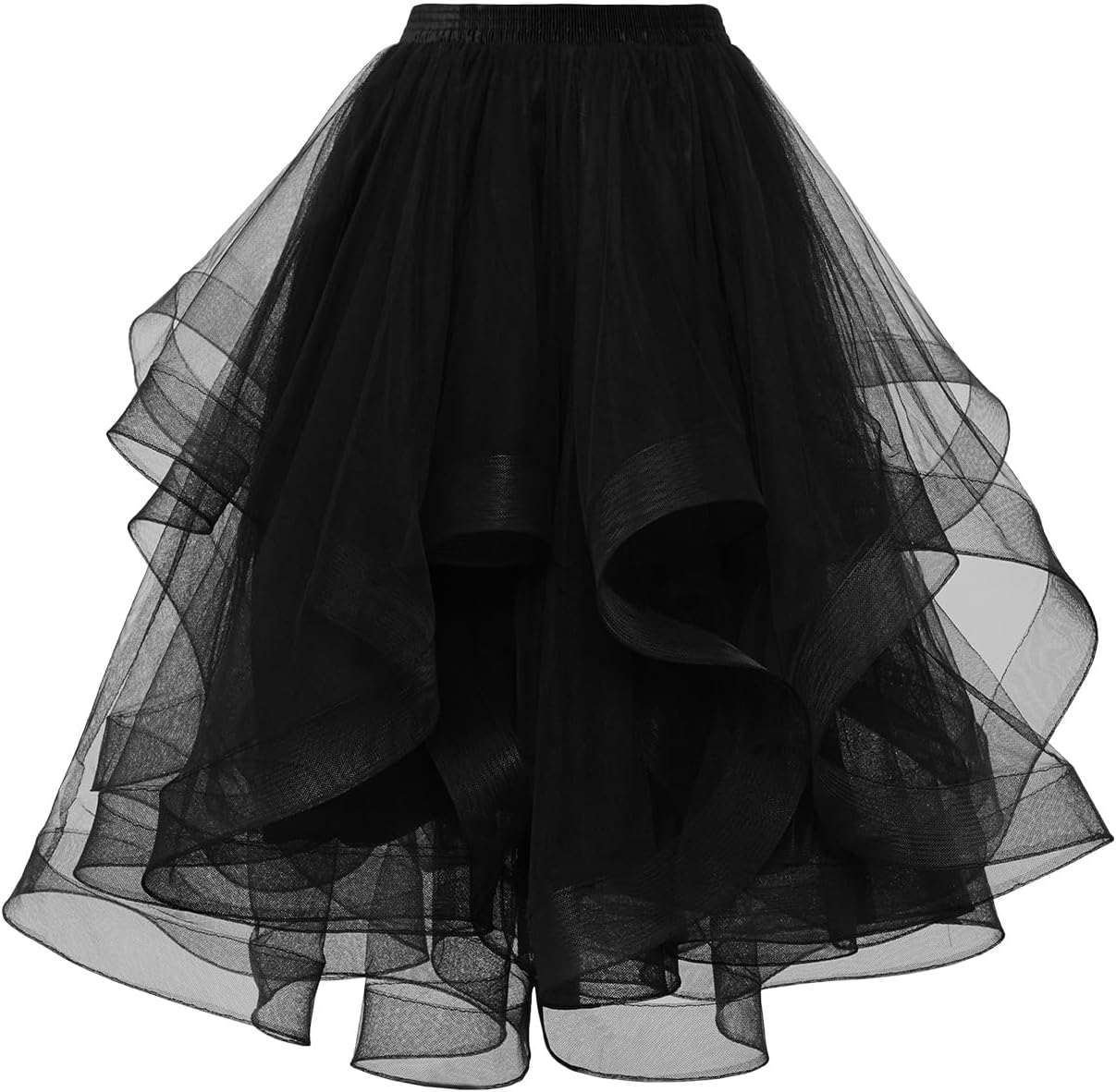 DRESSTELLS Tulle Skirts for Women Midi A Line Elastic High Waist Tiered Layered Puffy Wedding Party Tutu Skirt