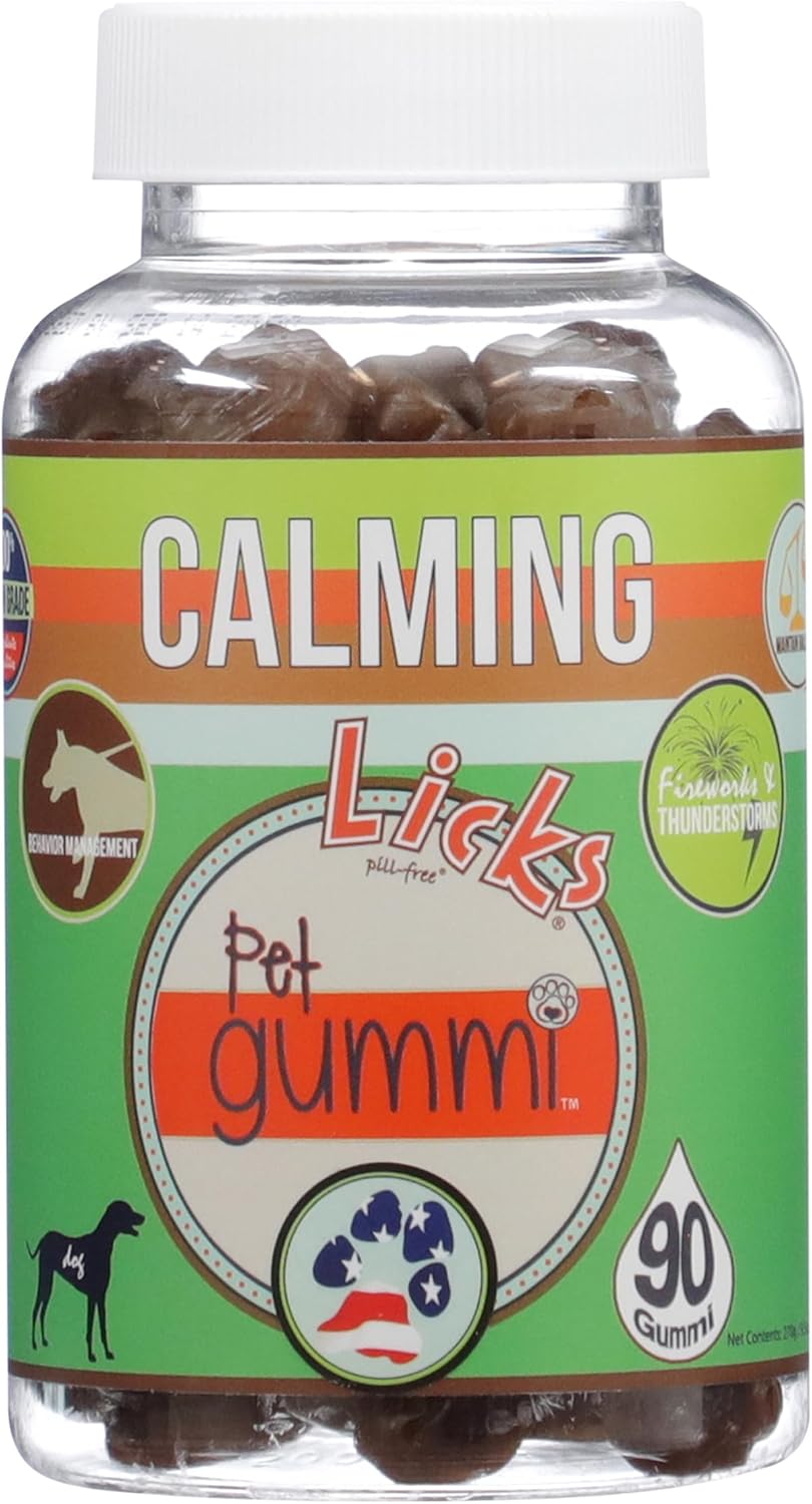 Licks Zen Calming Aid - Stress & Behavior Support for Dogs - L-Theanine, Ashwagandha & Chamomile - Pill-Free Pet Gummies - 90 Count