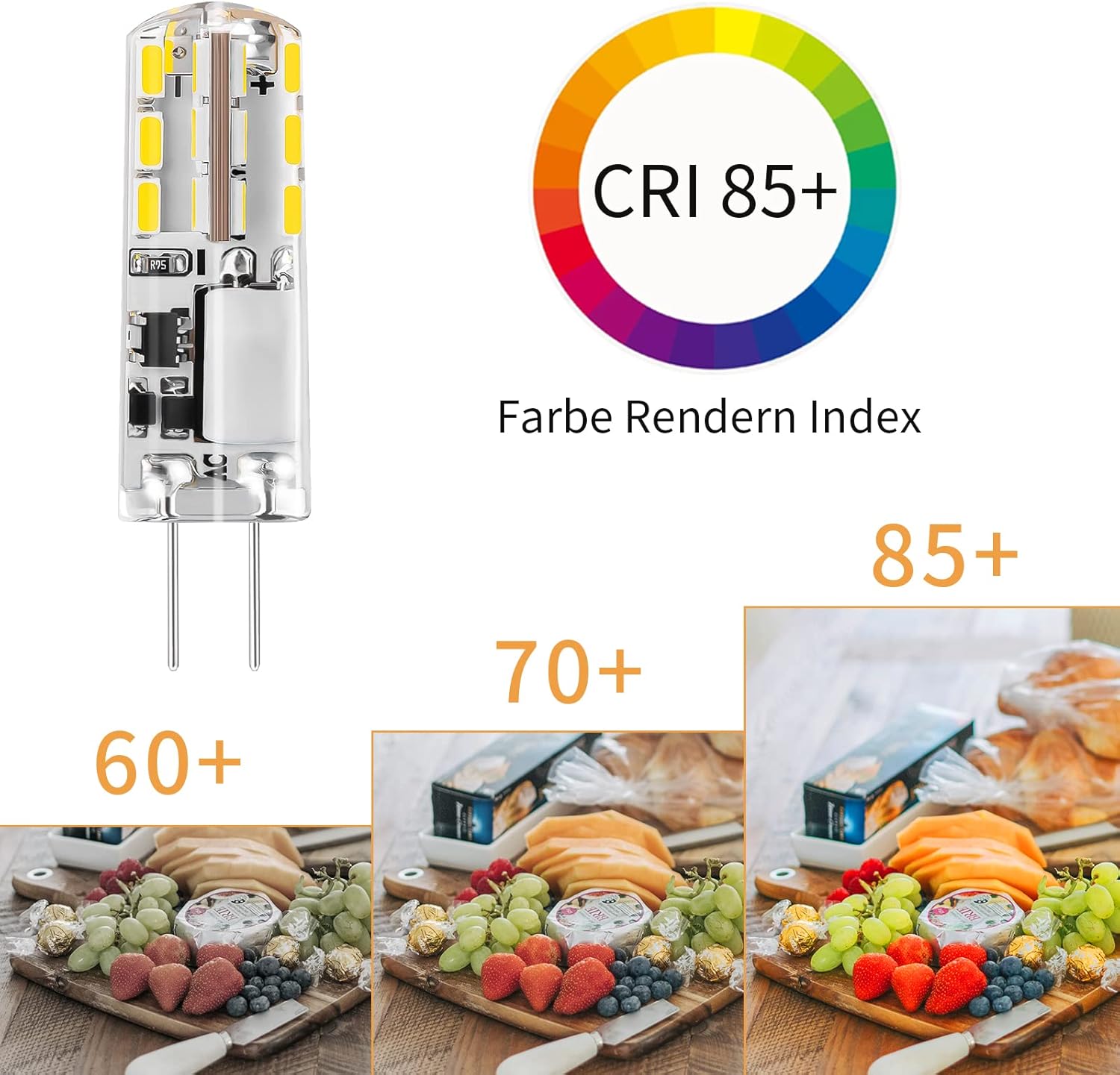 I-SHUNFA G4 LED Bulb T3 JC Bi-Pin Base, 12V AC/DC, 1.24W, 93LM, 6000K Cool White, Flicker-Free, Energy-Saving, 30,000 Hour Lifespan - Perfect for Chandeliers, Kitchen, Living Room(5Pcs)