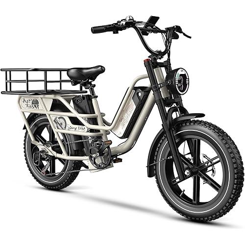 Dual Battery Electric Bike for Adults, 160 Miles Long Range Cargo Ebike with 48V 60AH Removable 2880WH Battery, 1450W Peak Motor Electric Bicycle, 20" x 4" Fat Tire Hydraulic Brakes E Bike