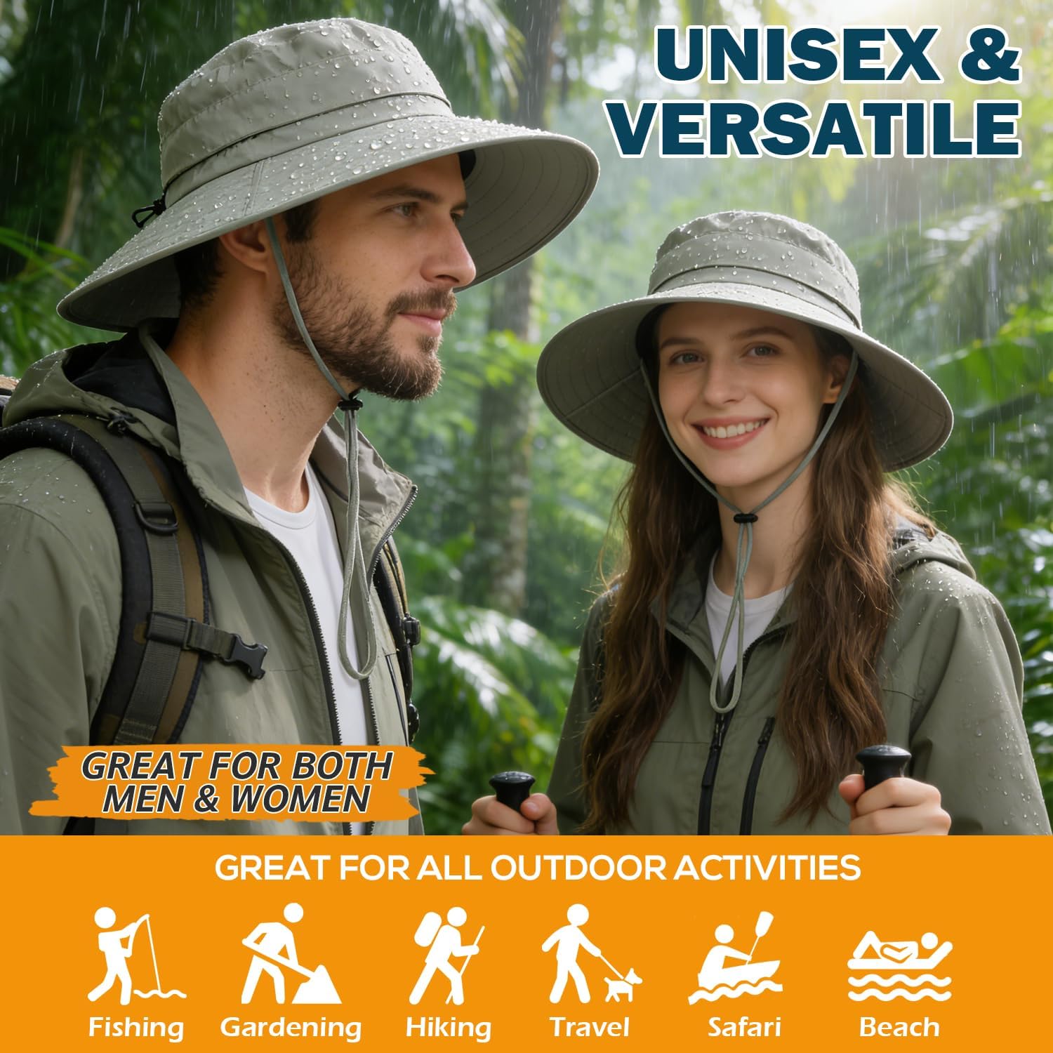EINSKEY Solar Fan Sun Hat with Dual Clip-On Fans, UPF 50+ Wide Brim Bucket Hat with Solar & Battery-Powered Cooling, Adjustable 3-Speed Fans for Outdoor Hiking, Fishing, Beach, Golf – for Men & Women