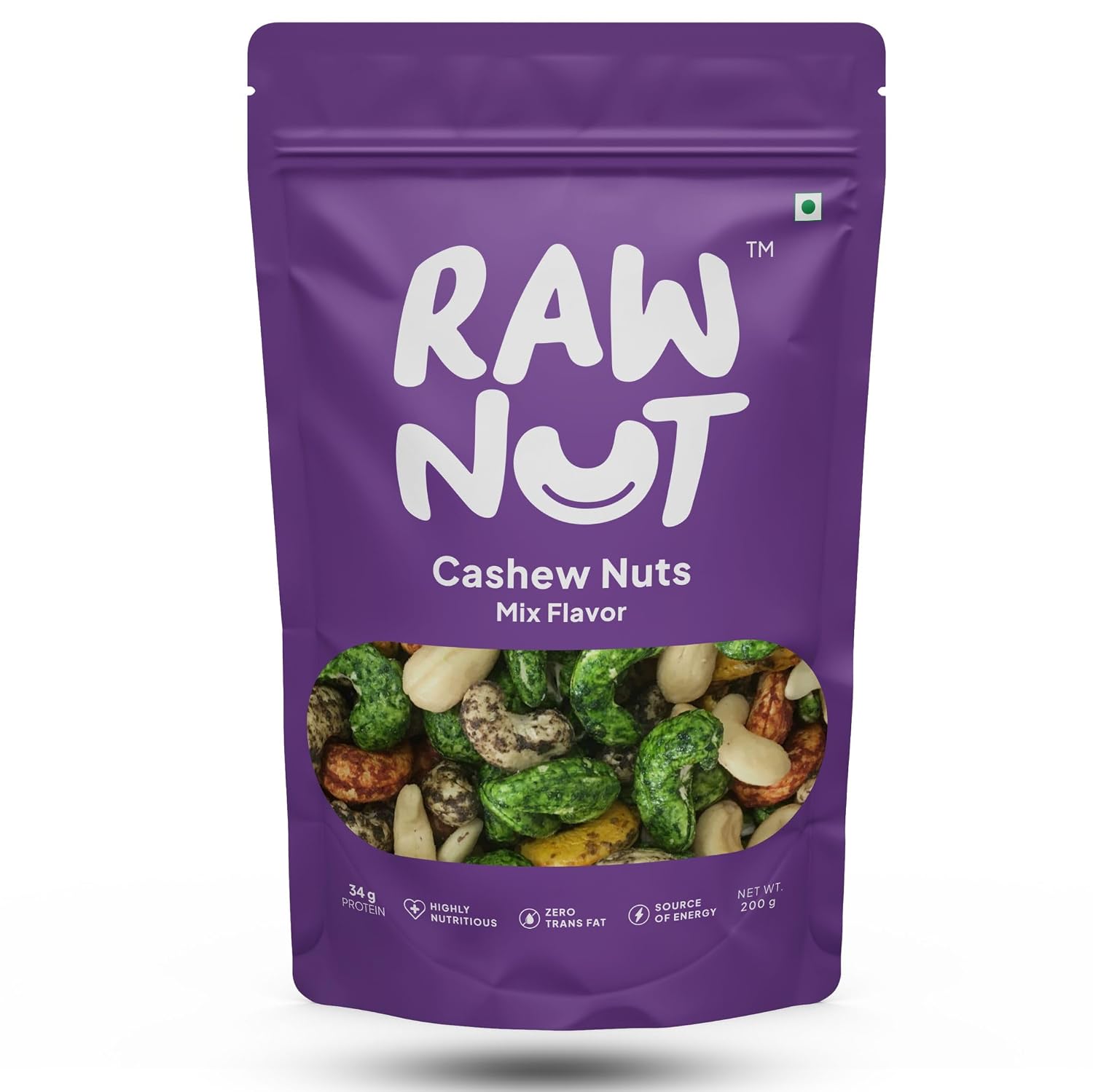 RAW NUT Mix Flavoured Cashews Nuts | Roasted Salted Spicy Cashew | Masala Kaju Healthy, Crispy & Chatpata Snacks, 200g(Pac...