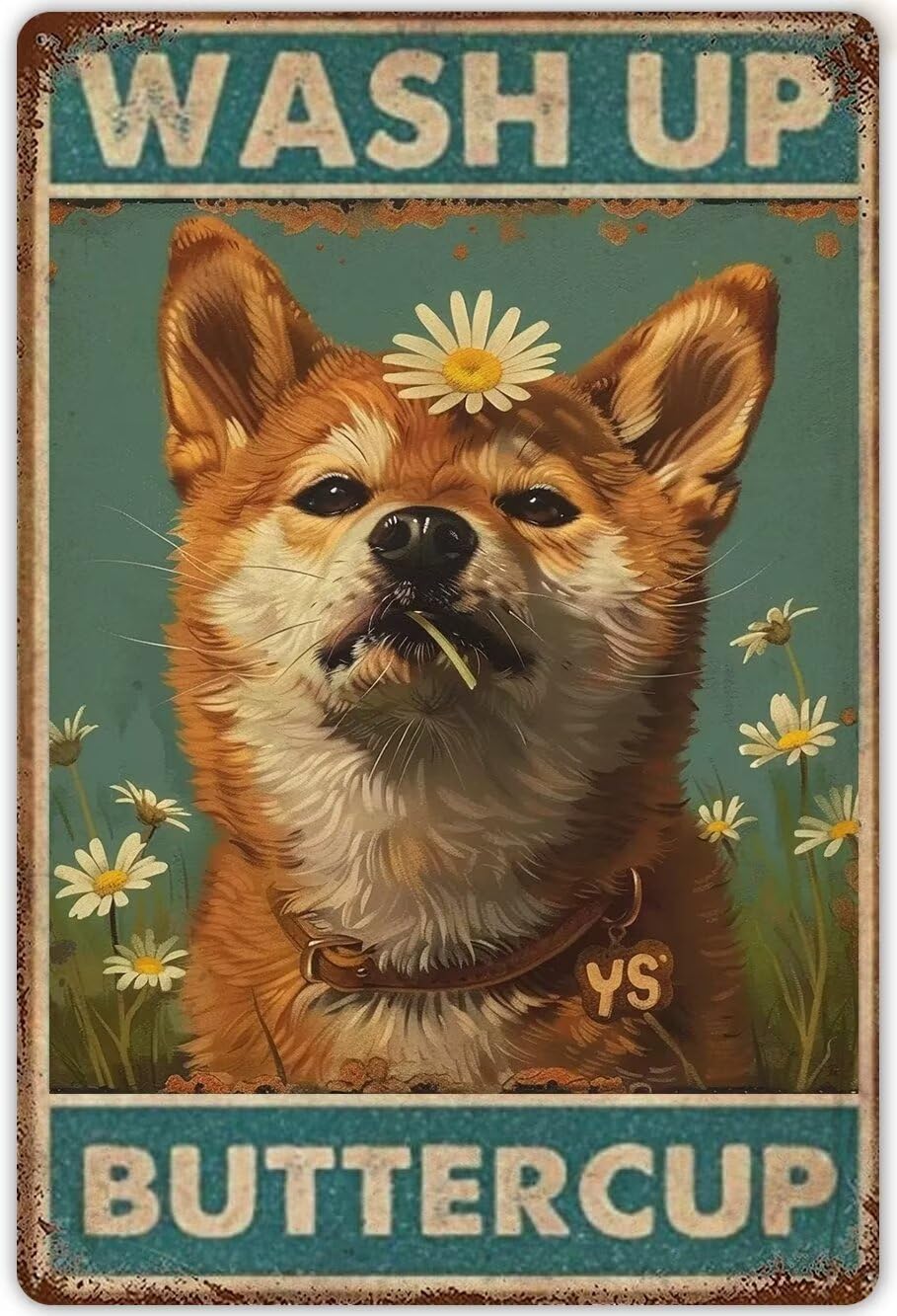 Anceky Shiba Inu Painting Canvas Wall Art Living Room Posters Wash Up Buttercup Funny Bathroom Decor Wall Decor s For Retro Poster Bedroom Garage Club Bar Painting Unframed 12x16 Inch