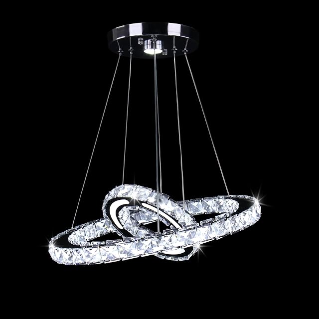 CXGLEAMING Modern Chandelier Lighting Ceiling Girls Bedroom Crystal Chandeliers LED Lighting Fixtures add Acrylic Design 2-Ring Pendant Lights for Bath-Room Entry-Way Living Room Dining Room