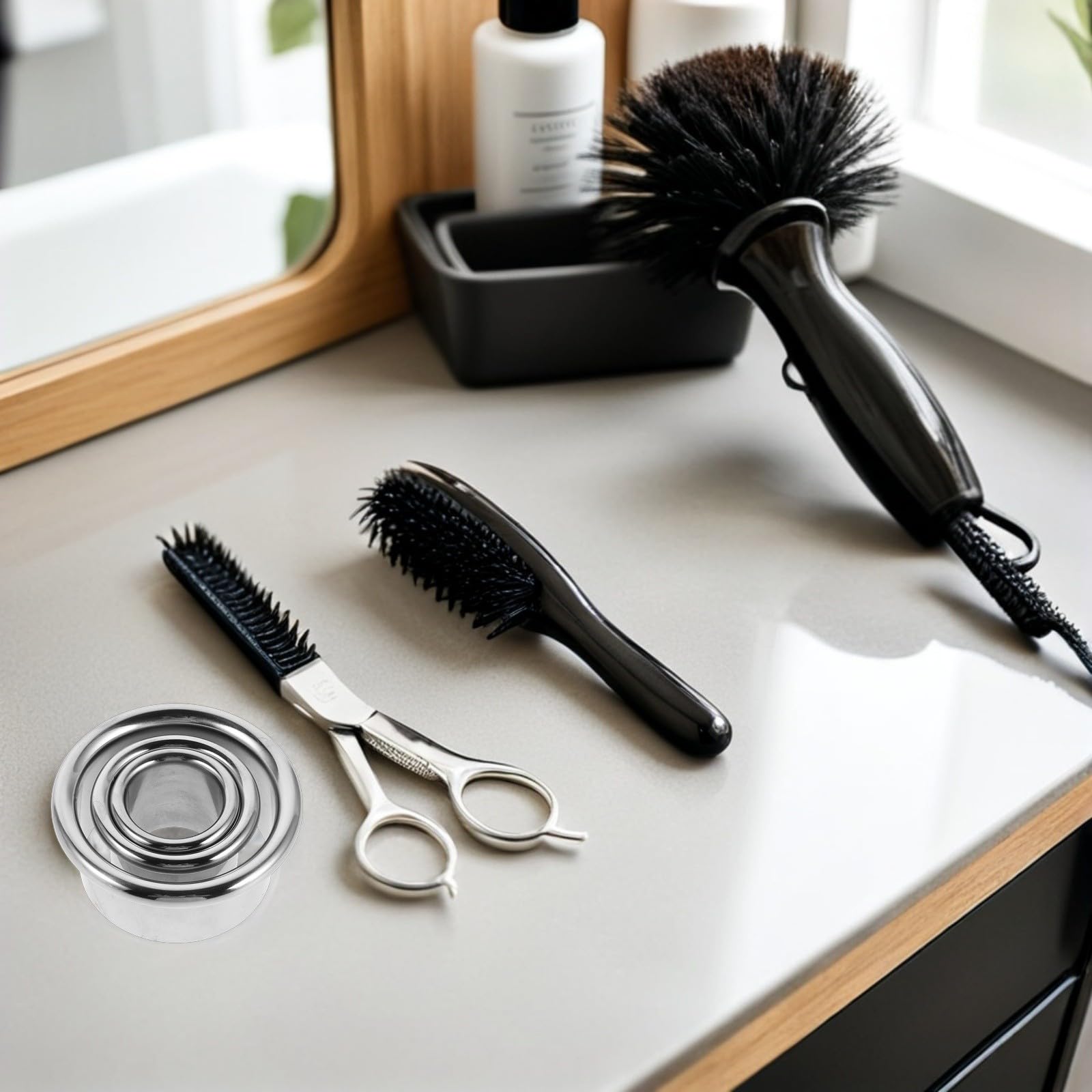 BESPORTBLE Soporte Organizador para Secador de Cabello de Acero Inoxidable Diseño Compacto y Forma de Tubo para Estación de Barbería o Salón