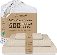 Vista 17 de Threadmill Juego de sábanas de 4 piezas de 100 % algodón, hipoalergénico, transpirable, resistente a las manchas, 500 hilos