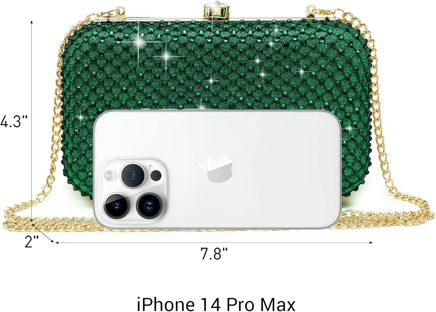 Dasein Womens Rhinestone Clutch Purse Sparkling Evening Bag with Crystal Clasp for Formal Prom Party Wedding | Rhinestone, Sparkling, Crystal Clasp, Formal, Prom, Party - Image 4