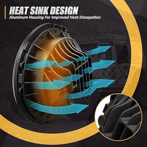 Miniatura 6 de NUVISION LIGHTING Faros de proyector LED de 7 pulgadas con haz alto y bajo, compatibles con Wrangler JK, TJ, LJ, CJ de 97-17  Wrangler JK de 18 con