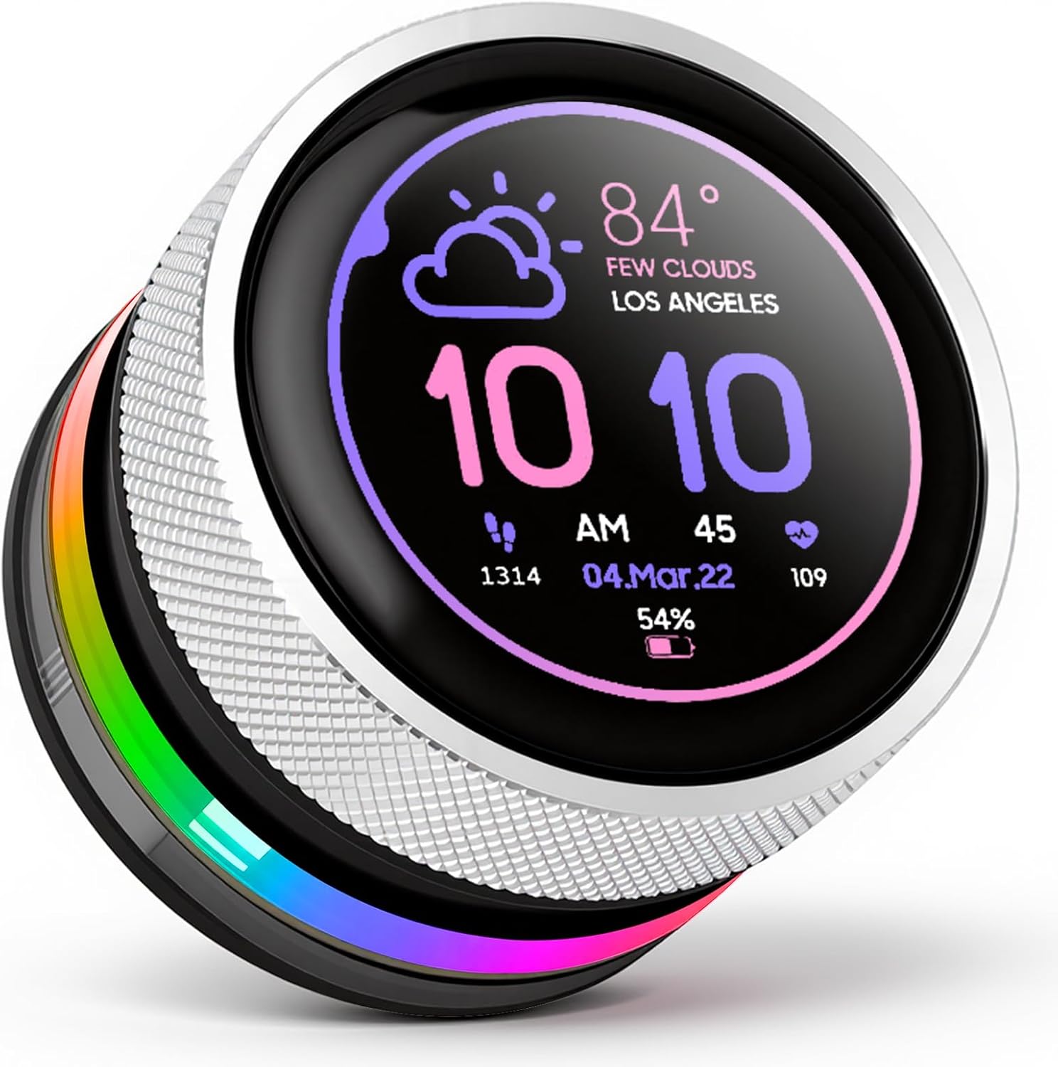 ESP32 Round Rotary Display 240x240-1.28 Inch HMI IPS Display ESP32-S3 Development Board,2.4G WiFi and BLE Capacitive Touch Screen Compatible with Ar duino IDE and The LVGL Library, Silver
