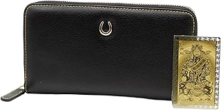 [サント オム] 金運財布 金運 開運 黒 ブラック 風水 メンズ レディース 女性 長財布 黒の サイフ 本革 革 レザー ラウンドジップ ラウンドファスナー 運気の上がる財布 競馬 馬蹄 ホースシュー 金運アップ グッズ 幸運【財神到】 開運カード