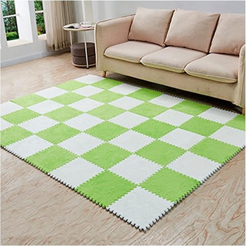 Miniatura 10 de Tapete de espuma de rompecabezas de felpa de 10 piezas, azulejos de espuma entrelazados suaves y esponjosos, 10 azulejos9.7 pies cuadrados,