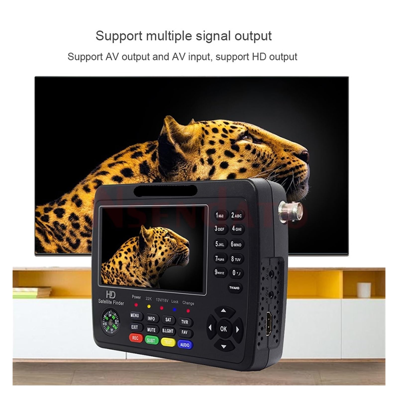 V10 Finder MAX+ 8MP - Localizador de satélite portátil HD DVB-S/S2/S2X/AHD H.265, medidor señal Digital Larga Espera