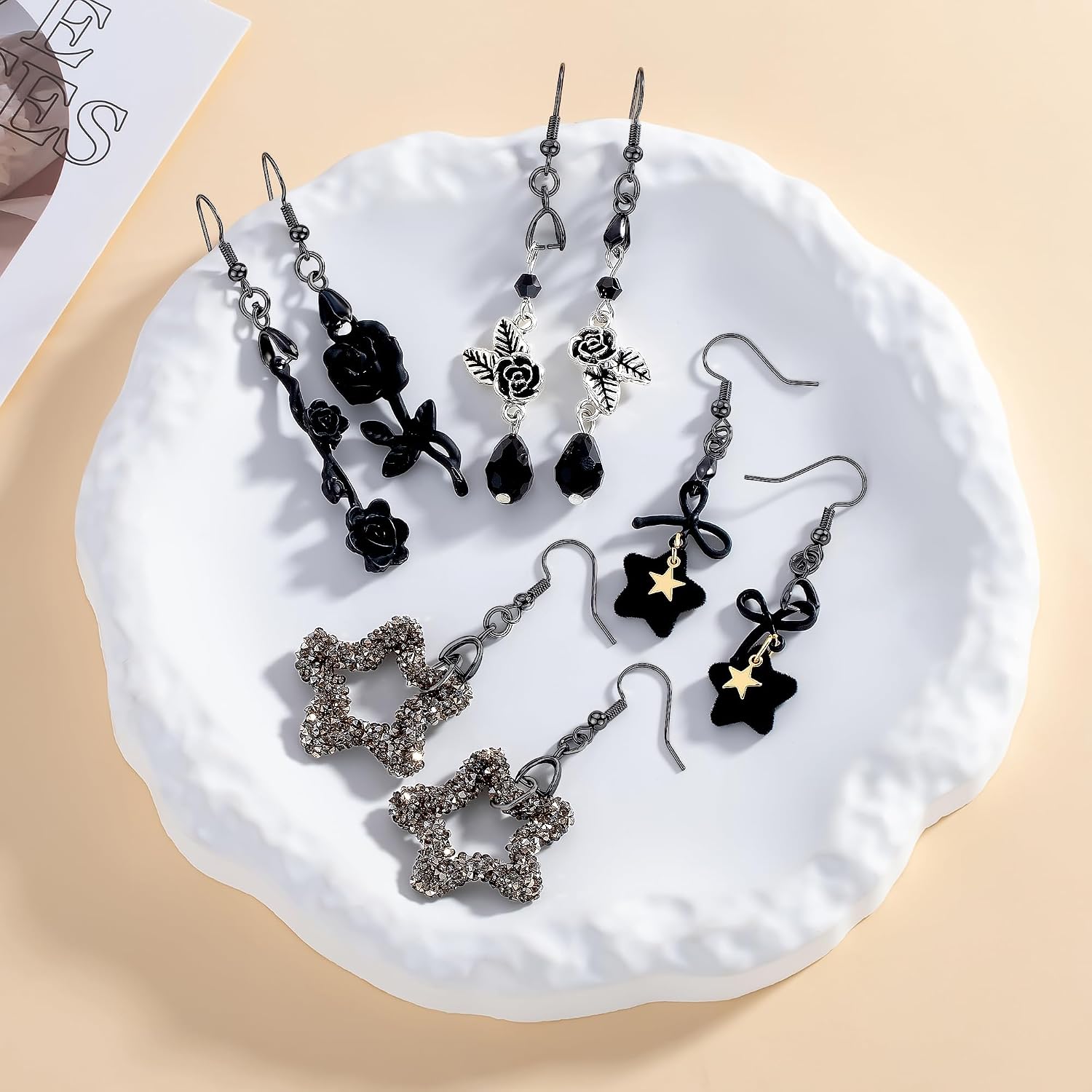 180PCS Earring Making Kit Black Earring Hooks Hypoallergenic Ear Wires Fish Hook for Jewelry Making Bulk Pack