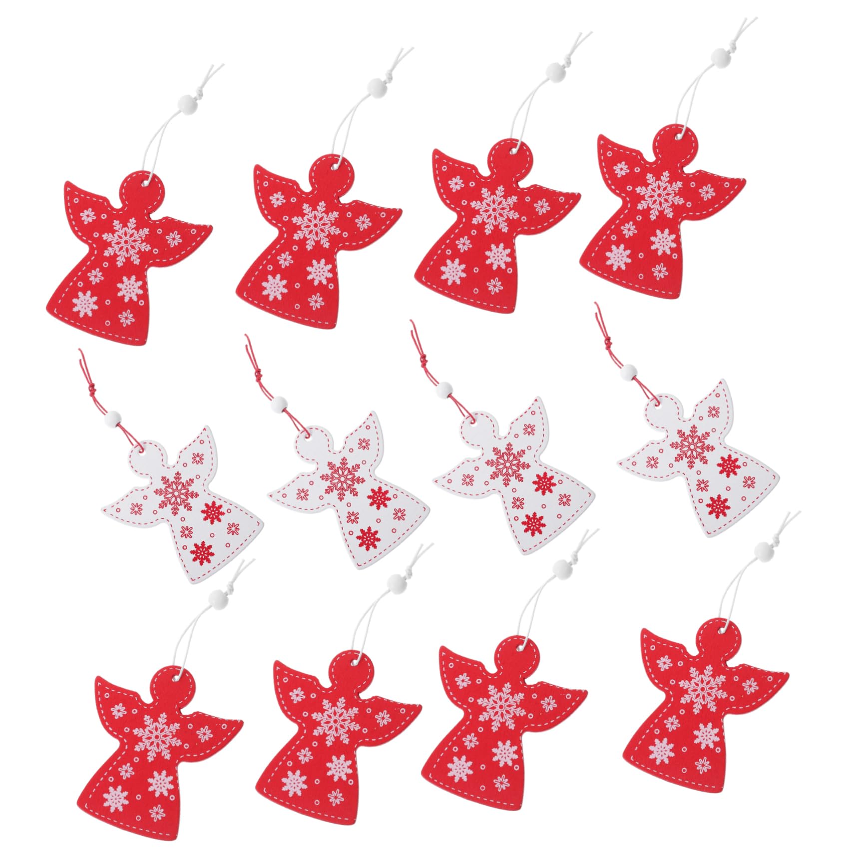 SEWACC 60piezas Adornos Navideños De Ángel De Madera para Decoración De Árbol De Rojo y Colgantes para Casa y Jardín Navidad