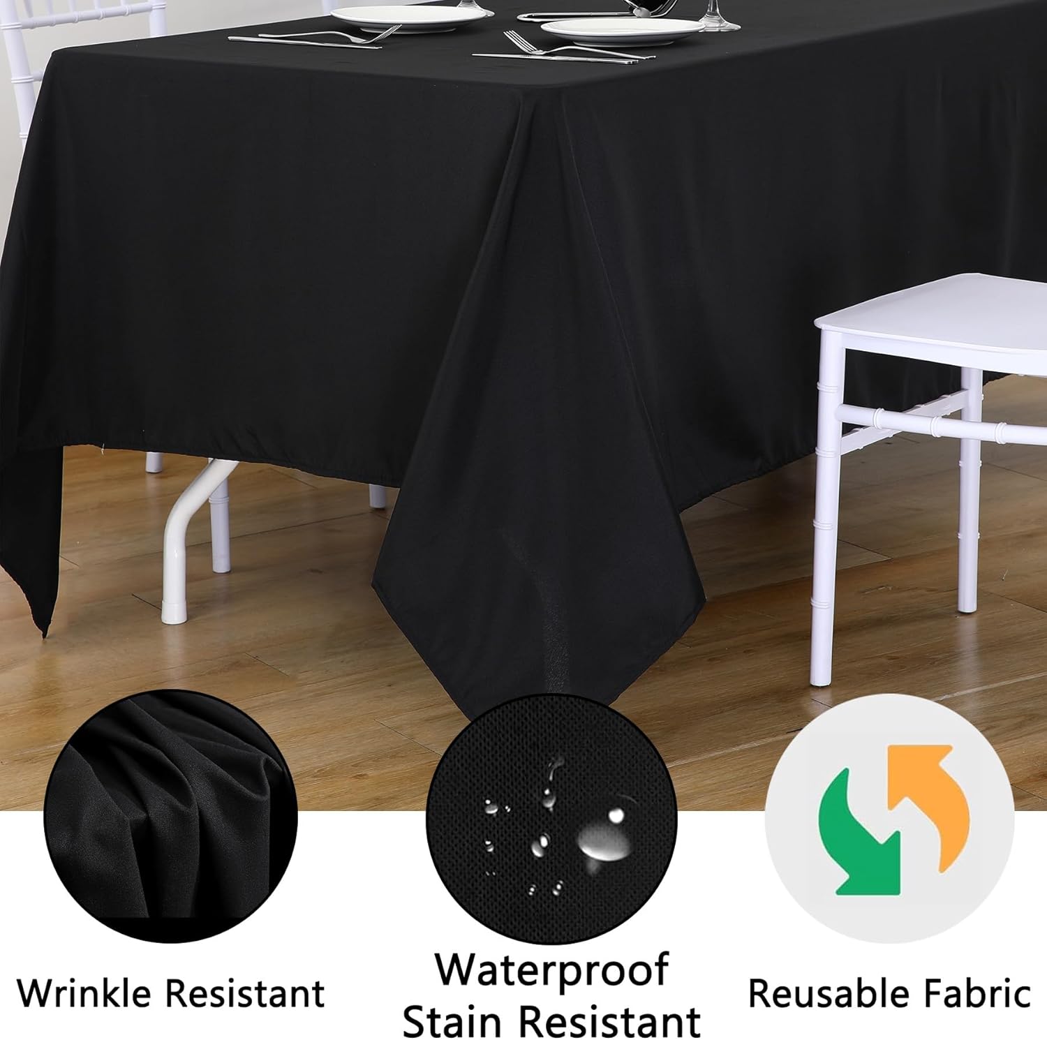 Efavormart - Mantel Rectangular De Tafetán Arrugado De Acordeón Beige