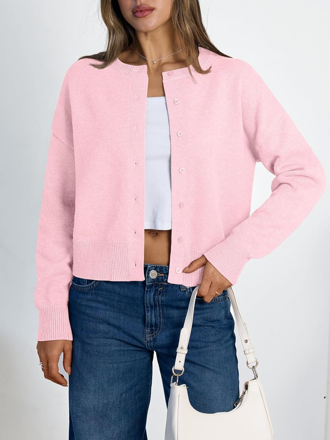 LILLUSORY Womens Cropped Cardigan Sweaters Lightweight Crop Knit Y2k Outfits Fashion Button Up Clothes