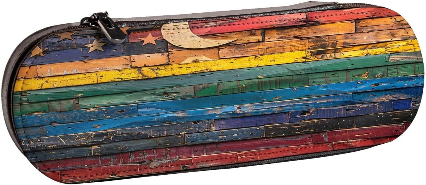 Painted national flag Leather Multi Slot Pen Storage Case