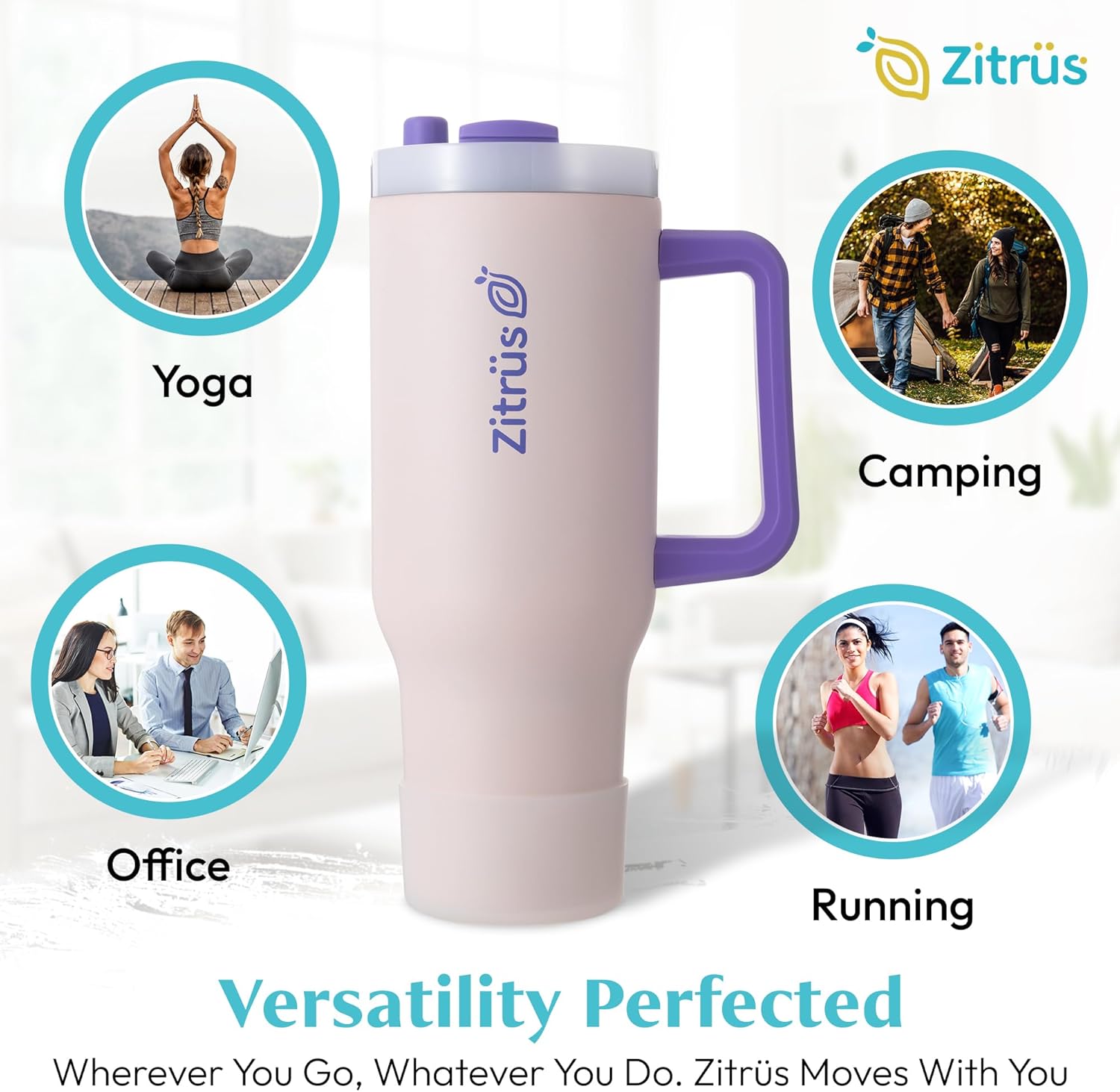 40 oz Tumbler with Handle and Straw | Leak Proof Insulated Stainless Steel Water Bottle Travel Mug Fits in Cup Holder | Keeps Cold Hot | Gifts for Women Men Him Her (Pink, 40 oz) - Image 7