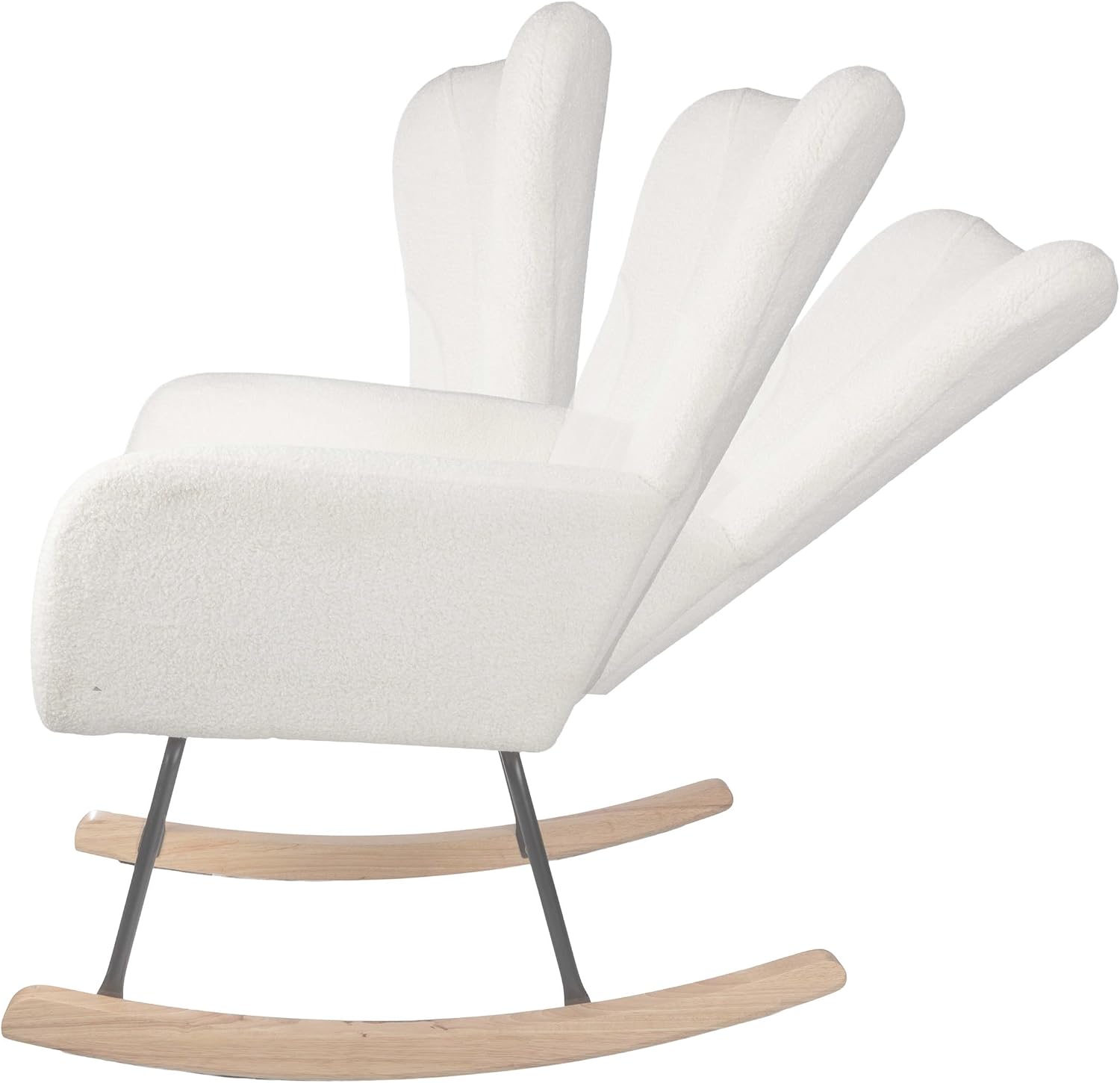 Lavish Home Nursery Rocking Chair, Teddy Upholstered Glider Rocker, Cream
