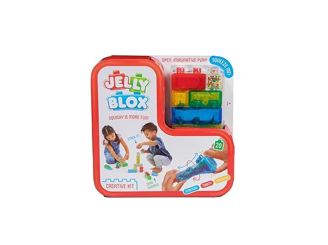 Jelly Blox Creative Kit - Includes 20 Blocks - Toddler & Preschool Building Blocks Kids Can Squeeze, Stretch, Squish - Safety Tested & Ouch-Free - Tactile, Sensory Play Toy for Ages 2 Plus - Mixed