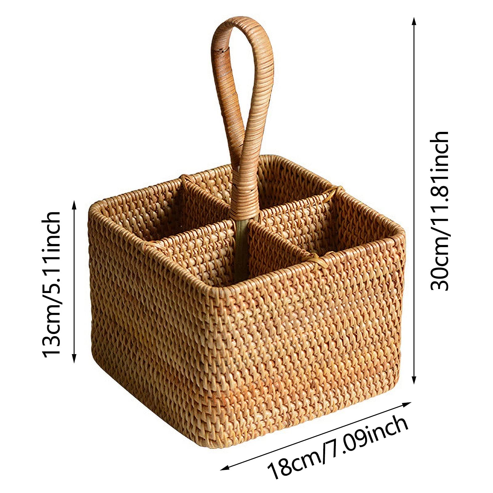 YLME Cesta de Mimbre, Caja de Almacenamiento, Cesta para Cubiertos de Cocina, Estante para Almacenamiento de Vino,A