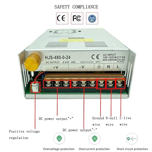 Miniatura 5 de Transformer AC-DC 0-24V ajustable 20A480W pantalla digital de voltaje regulado DC fuente de alimentación de conmutación se adapta al motor de