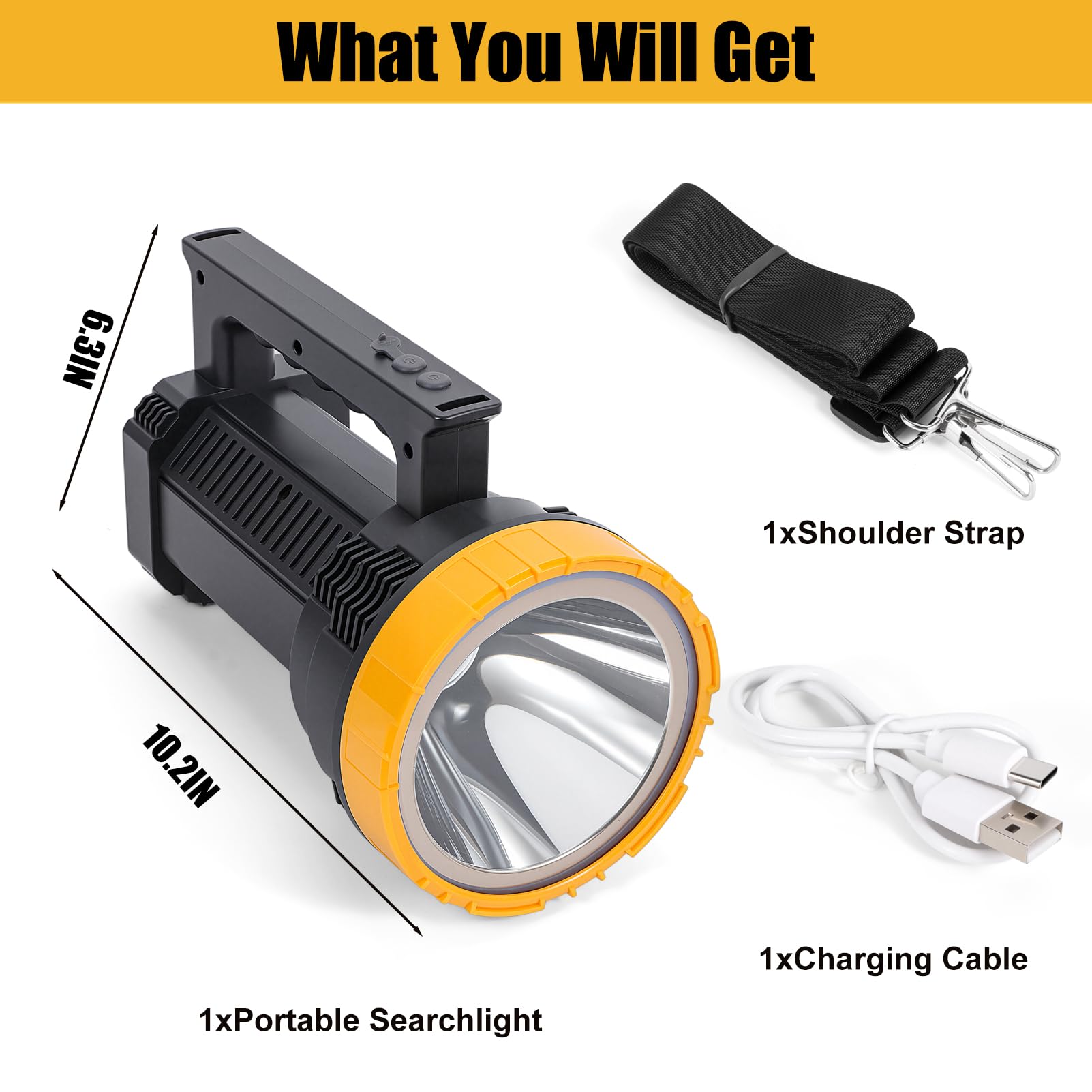 Linterna LED recargable con pantalla de alimentación, 4 modos de luz, linterna de mano de alto lúmenes, interruptor doble, linterna portátil impermeable para camping, senderismo, uso en interiores y