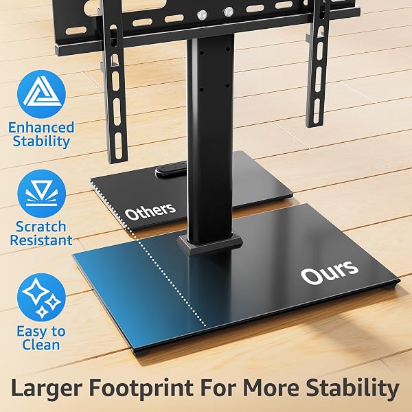MONTUP Universal TV Stand for 24–60 Inch TV, Height Adjustable Table Top TV Stand Up to 40KG, Pedestal with Bracket Max VESA 400x400mm, EU1335 - 4
