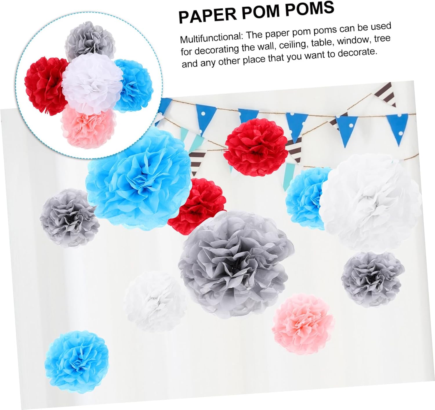 CHILDWEET 50pcs Wedding Paper Flower Multi-Color Tissue Decorations for Parties Birthdays Showers Versatile Wall Ceiling Decor for Celebrations