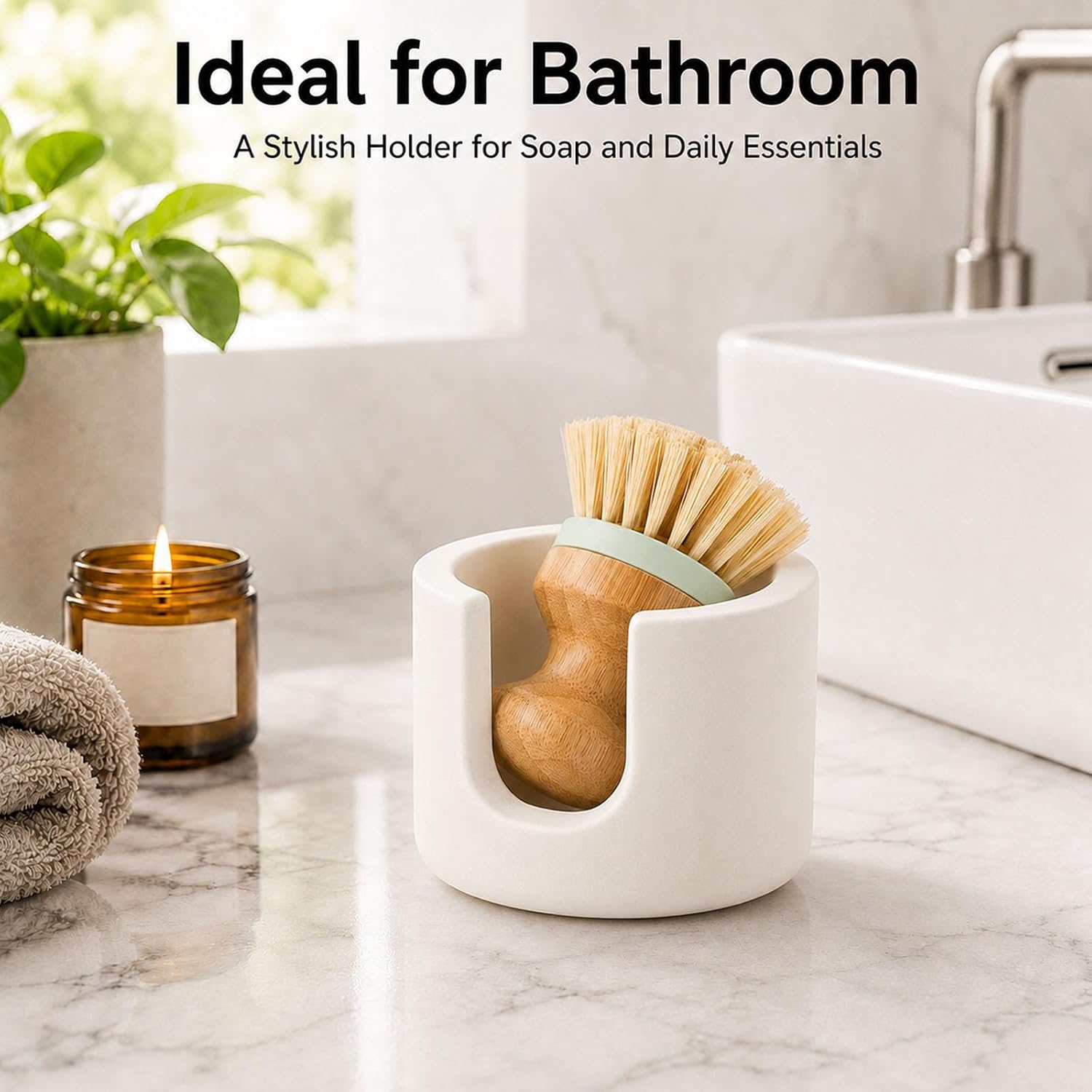 Compact Diatomite Sponge Holder, Quick Dry Diatomaceous Earth Sink Caddy