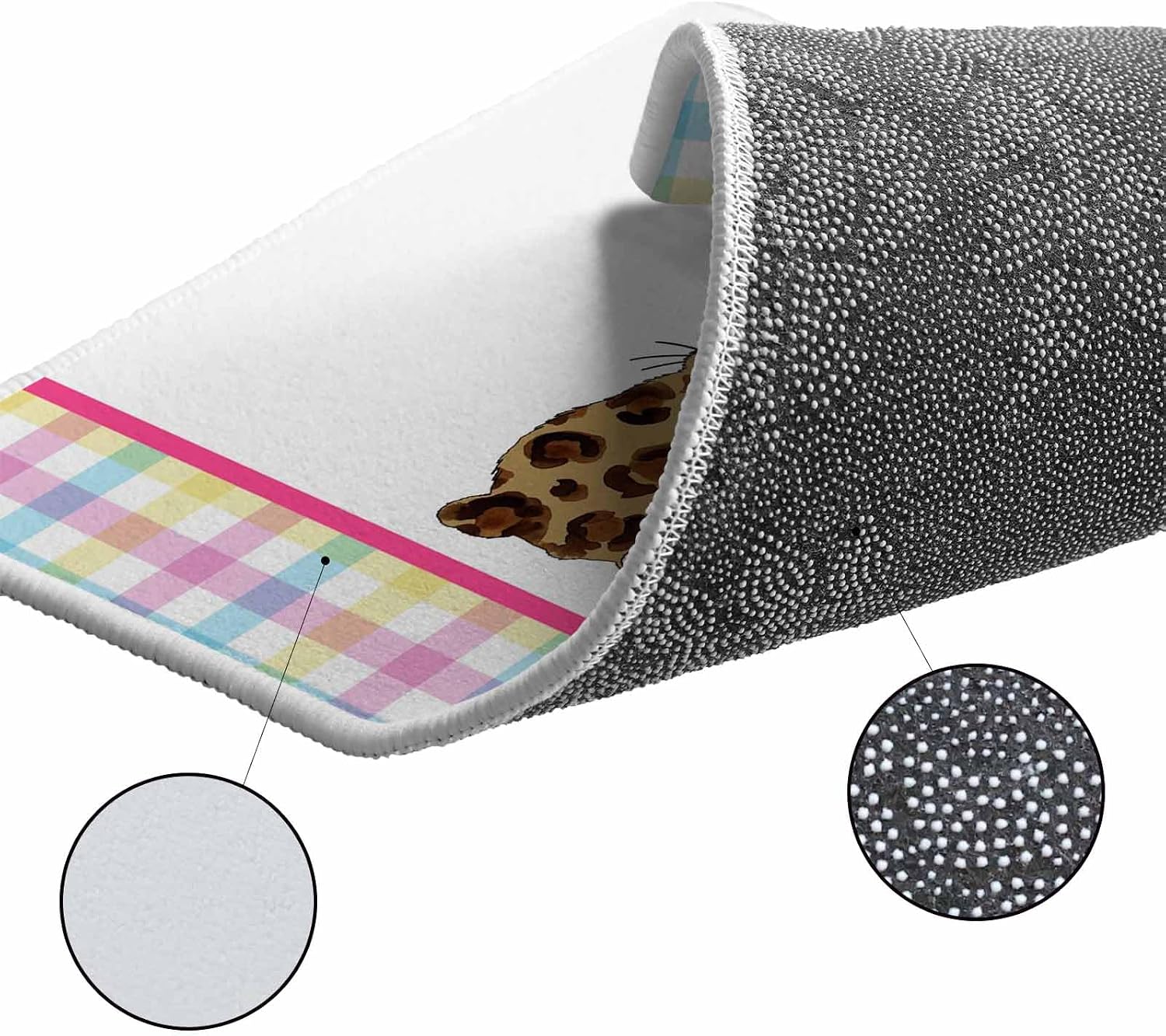 Easter Kitchen Rugs and Mats Set of 2, Non-Slip Kitchen Sink Mat, Spring Colorful Leopard Printed Bunny Flower Striped Washable Doormat Bathroom Rugs Runner for Bedroom 17.7"x30"+17.7"x47.2"